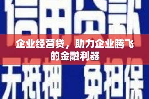 台州企业经营贷，助力企业腾飞的金融利器